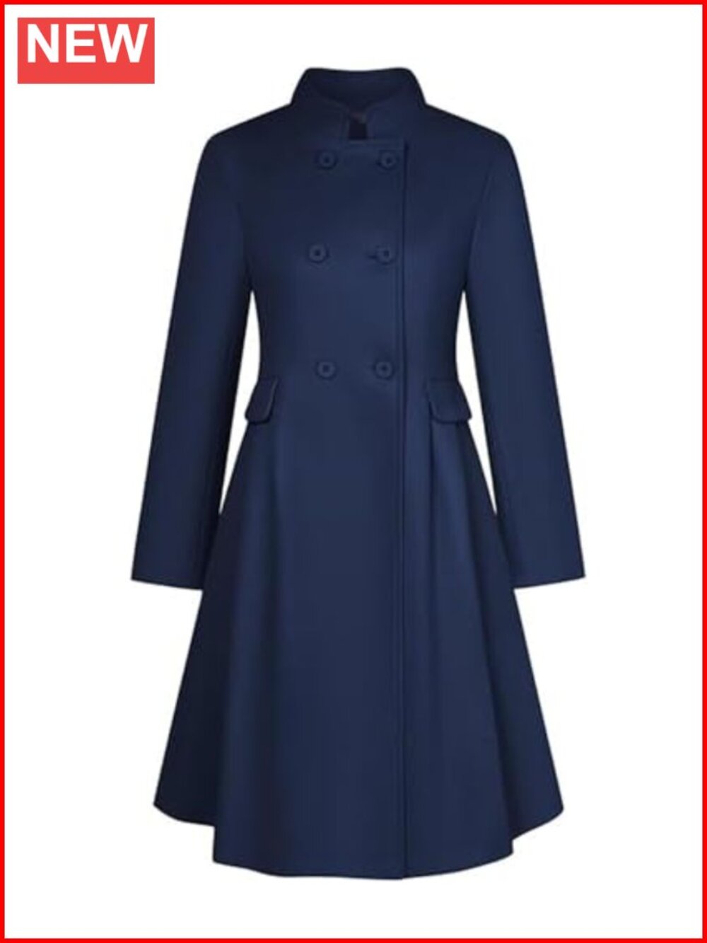 Women's Wool Blend Swing Coat Double Breasted Pea Coat